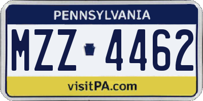 PA license plate MZZ4462
