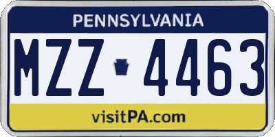 PA license plate MZZ4463