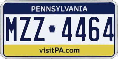 PA license plate MZZ4464