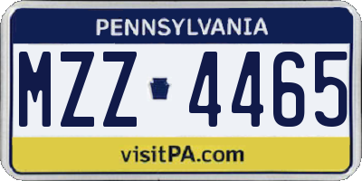 PA license plate MZZ4465