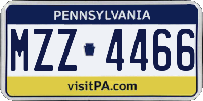 PA license plate MZZ4466