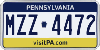 PA license plate MZZ4472