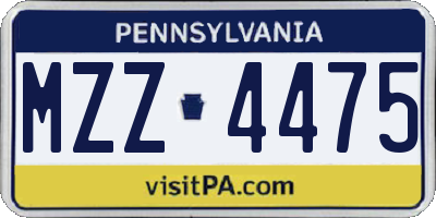 PA license plate MZZ4475