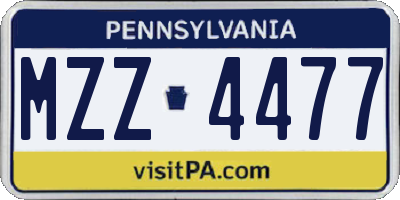 PA license plate MZZ4477