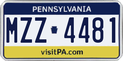 PA license plate MZZ4481