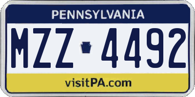 PA license plate MZZ4492