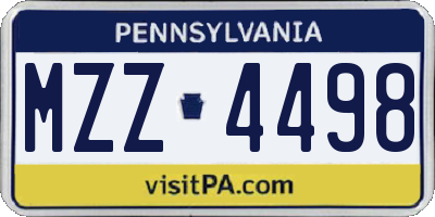 PA license plate MZZ4498