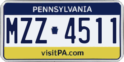 PA license plate MZZ4511