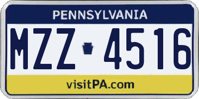 PA license plate MZZ4516