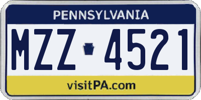 PA license plate MZZ4521