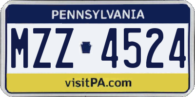 PA license plate MZZ4524