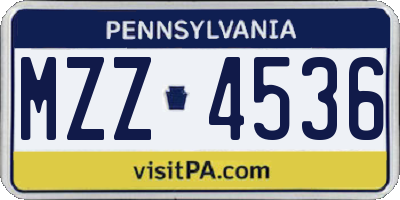 PA license plate MZZ4536