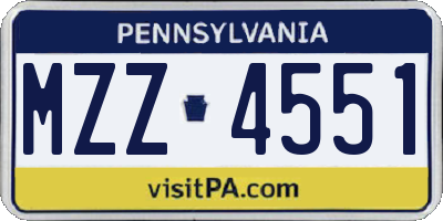 PA license plate MZZ4551