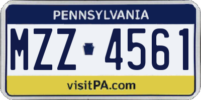 PA license plate MZZ4561