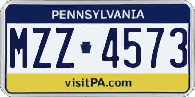 PA license plate MZZ4573