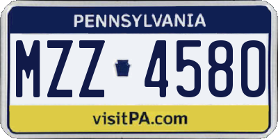 PA license plate MZZ4580