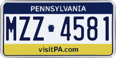 PA license plate MZZ4581