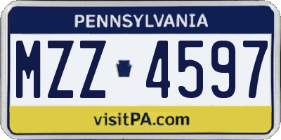 PA license plate MZZ4597