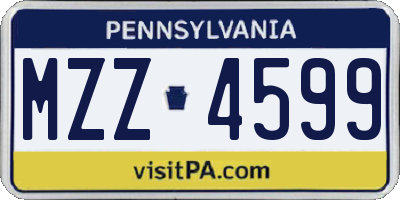 PA license plate MZZ4599