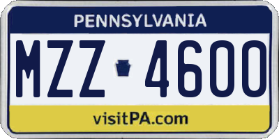 PA license plate MZZ4600
