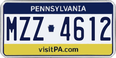 PA license plate MZZ4612