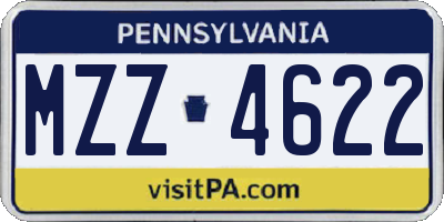 PA license plate MZZ4622