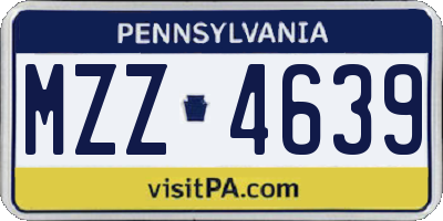 PA license plate MZZ4639