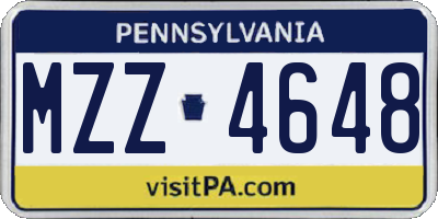 PA license plate MZZ4648
