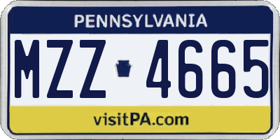 PA license plate MZZ4665
