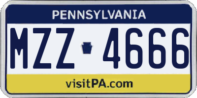 PA license plate MZZ4666