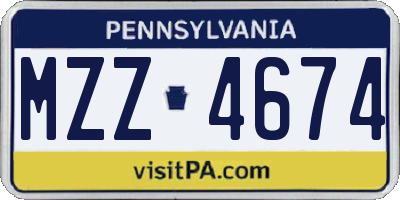 PA license plate MZZ4674