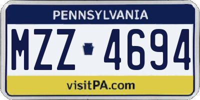PA license plate MZZ4694