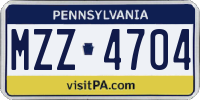 PA license plate MZZ4704