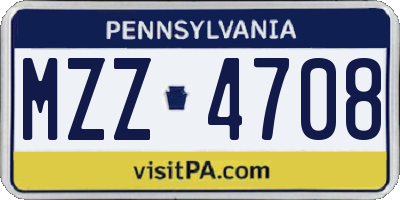 PA license plate MZZ4708