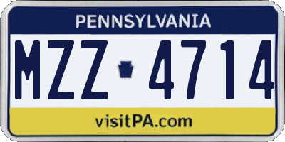 PA license plate MZZ4714