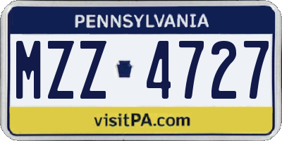 PA license plate MZZ4727