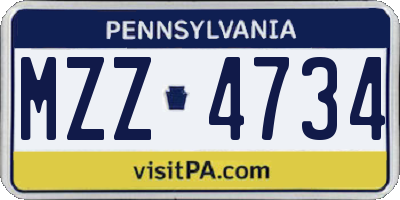PA license plate MZZ4734