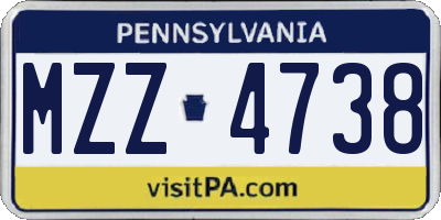 PA license plate MZZ4738
