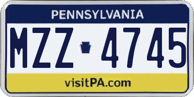 PA license plate MZZ4745