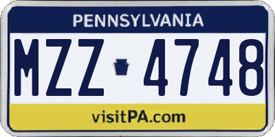 PA license plate MZZ4748