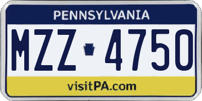 PA license plate MZZ4750