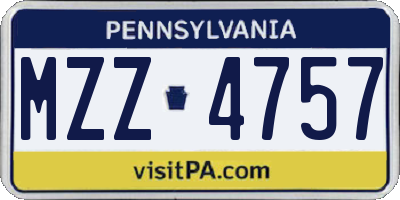 PA license plate MZZ4757