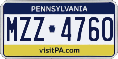 PA license plate MZZ4760