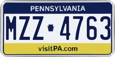 PA license plate MZZ4763