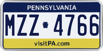 PA license plate MZZ4766