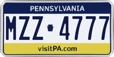 PA license plate MZZ4777