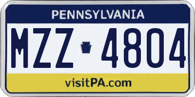 PA license plate MZZ4804