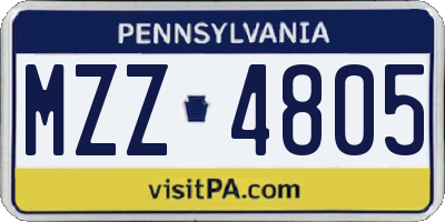 PA license plate MZZ4805