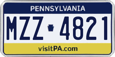 PA license plate MZZ4821