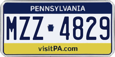 PA license plate MZZ4829